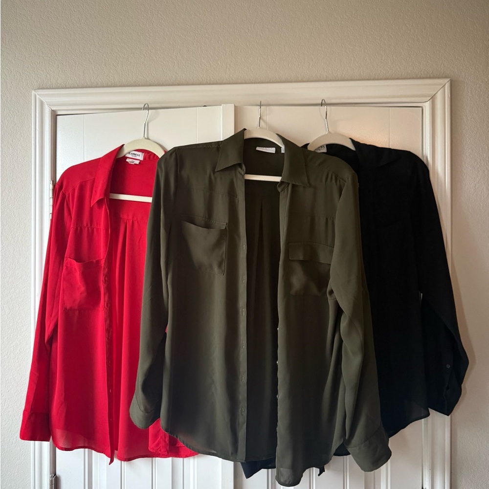 Express and New York and Company bundle Button-Up Blouses large